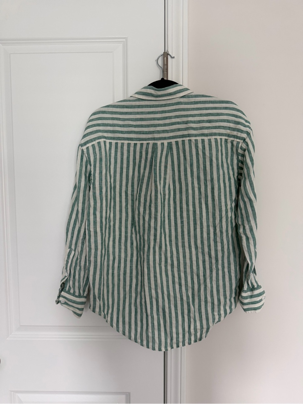 NWT Faherty Laguna Linen Relaxed Button Down Deep Jungle Lucy Stripe Shirt - Picture 3 of 7